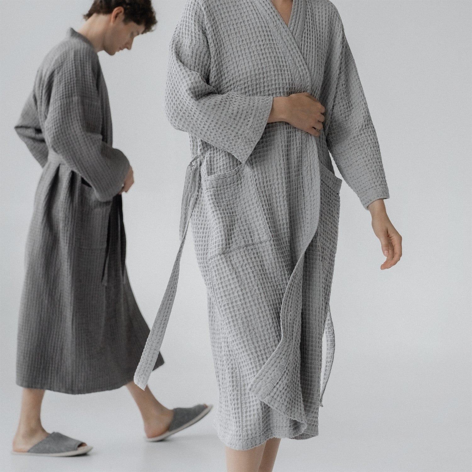 Ferrol CloudWaffle Linen Robe - Oversized Gentle Massage Bathrobe