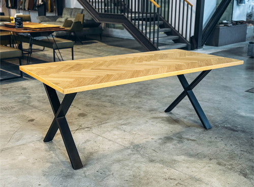 Osuna Herringbone Desk - Modern Honey-Toned Table