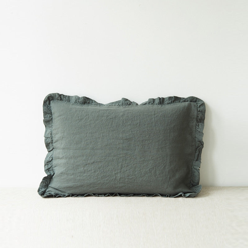 Aguilas Breeze Linen Pillowcase - Romantic Frill Trimmed Linen Pillowcase