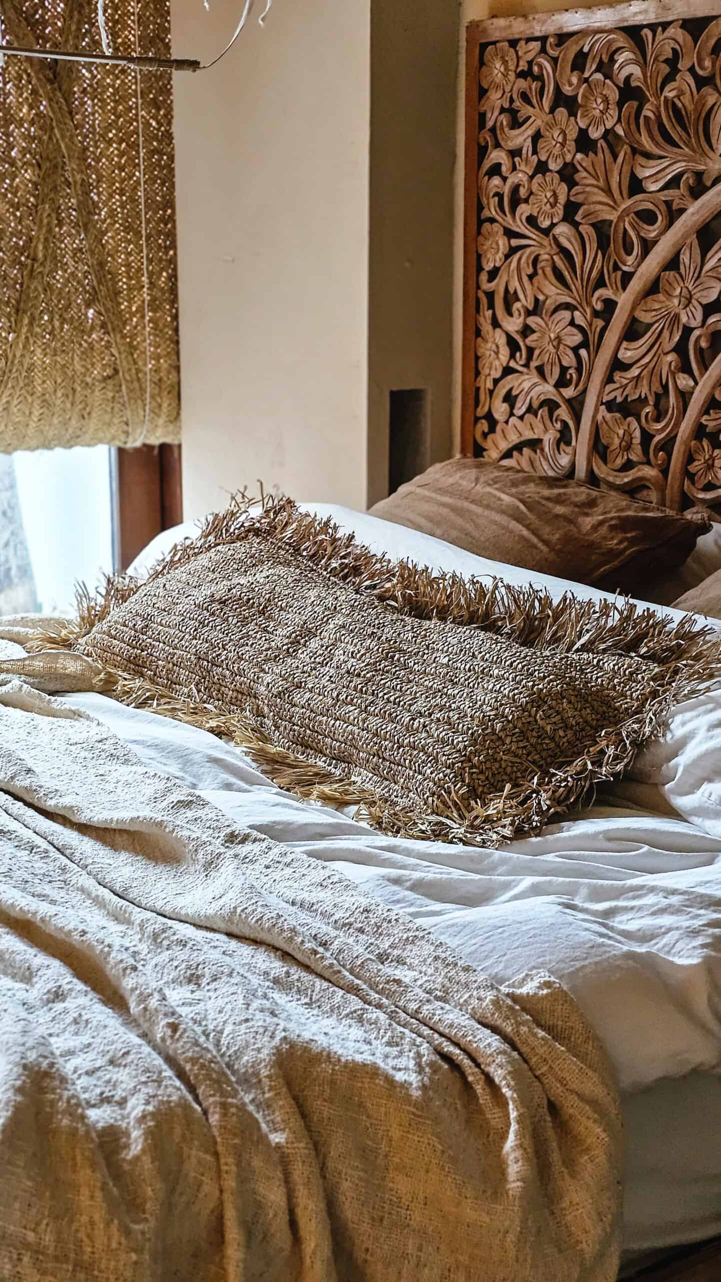 Altea Rustic Fringe Pillow - Rectangular Decorative Cushion