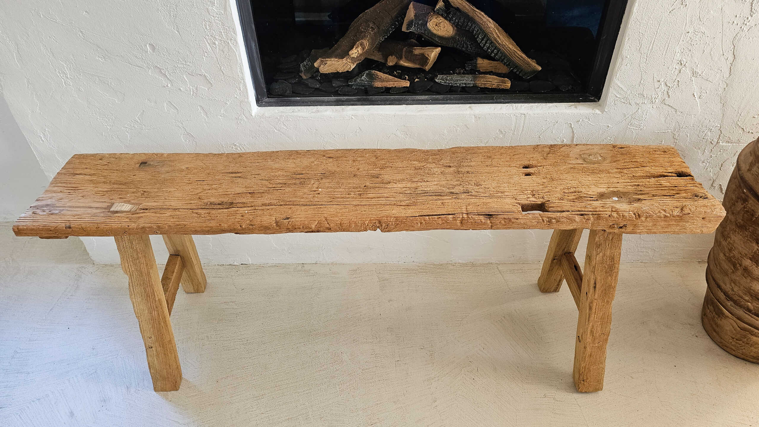 La Sagrera Teak Wood Bench - Rustic Indoor/Outdoor Bench