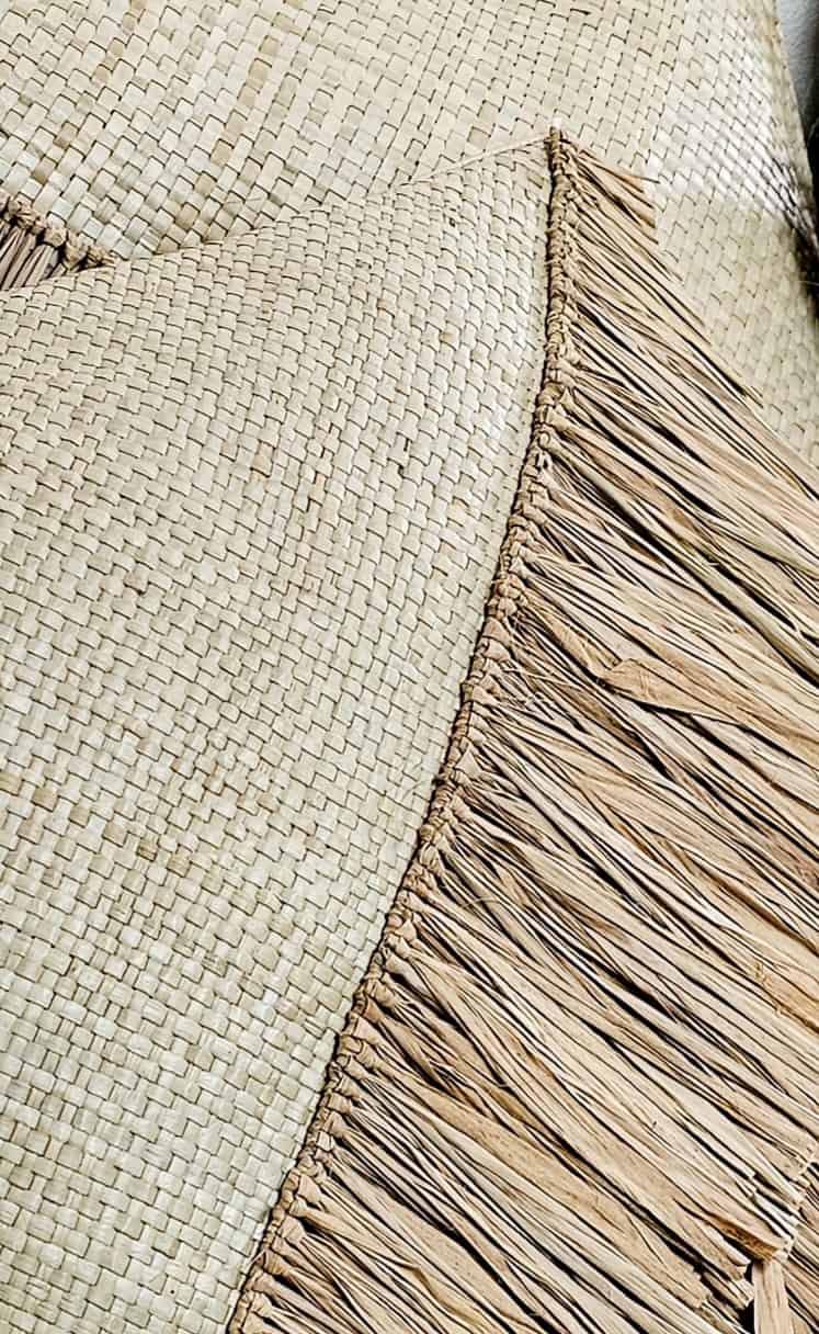 Santander Bamboo Pillow - Large Natural Embellished Raffia
