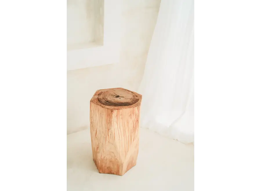 Adira Geometric Stool - Suar Wood Stool