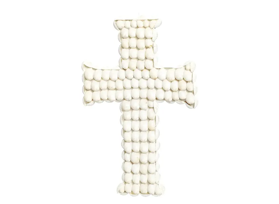 Mallorca Shell Mosaic Cross - Decorative Coastal Cross