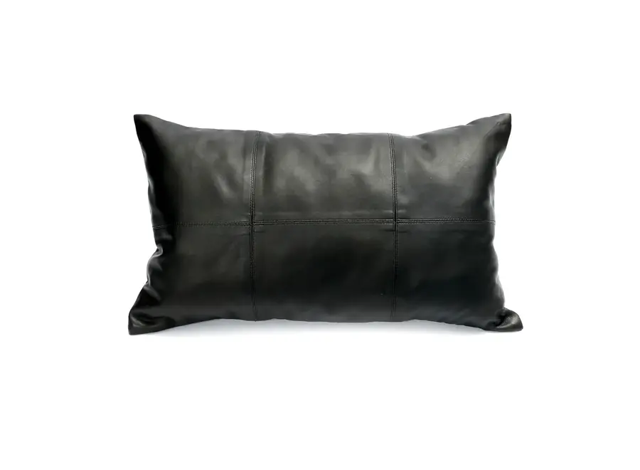Calpe Chic Cushion - Black Leather Accent
