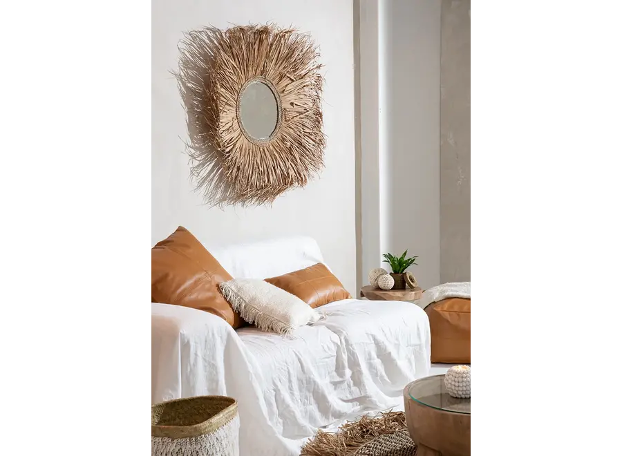 Alhambra Camel Cushion - Leather Rectangular Cushion