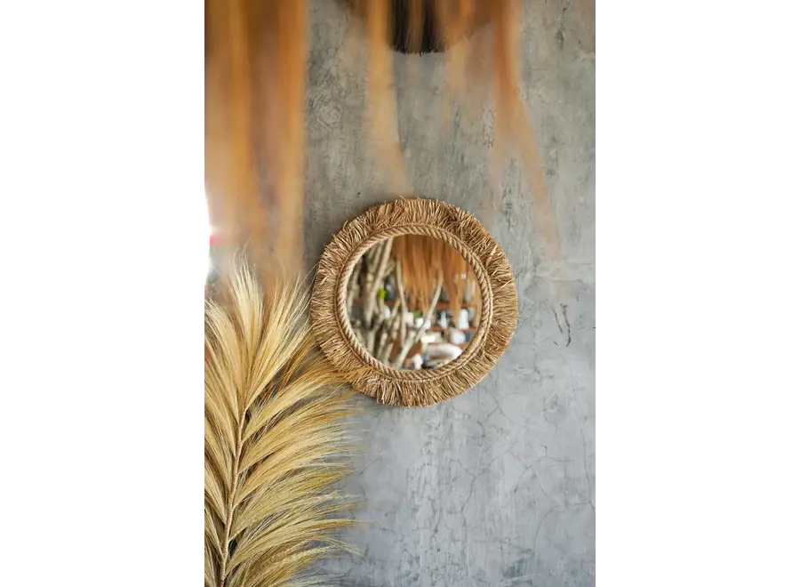 Calpe Boho Chic Mirror - Indonesian Raffia Reflective Decor