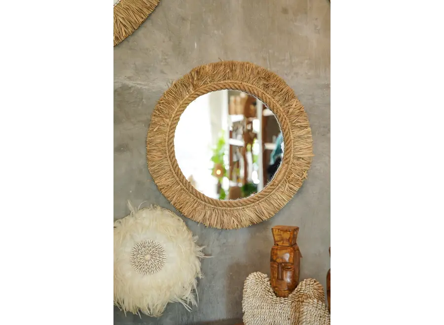 Calpe Boho Chic Mirror - Indonesian Raffia Reflective Decor